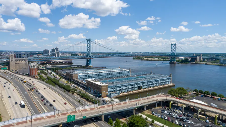 Delaware River waterfront, oblique view