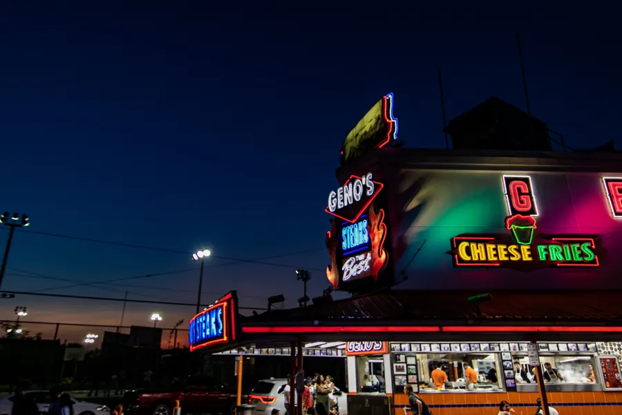 South Philly at night, ground view