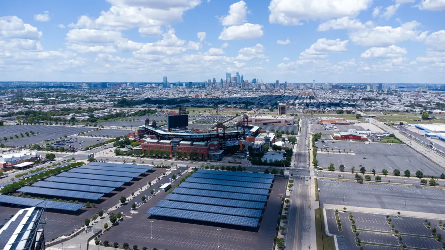 South Philadelphia sports complex, oblique view