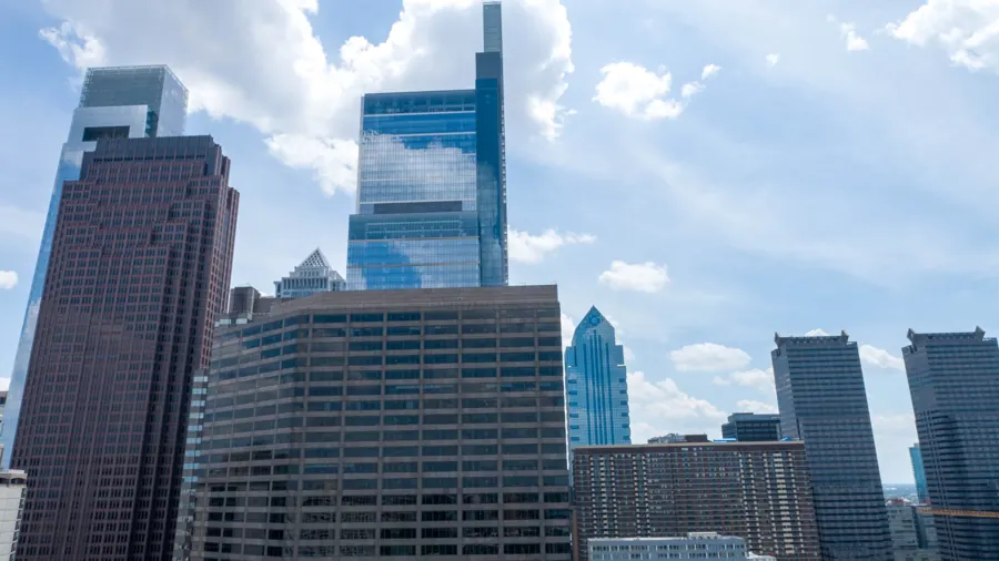 Center City towers, from altitude view